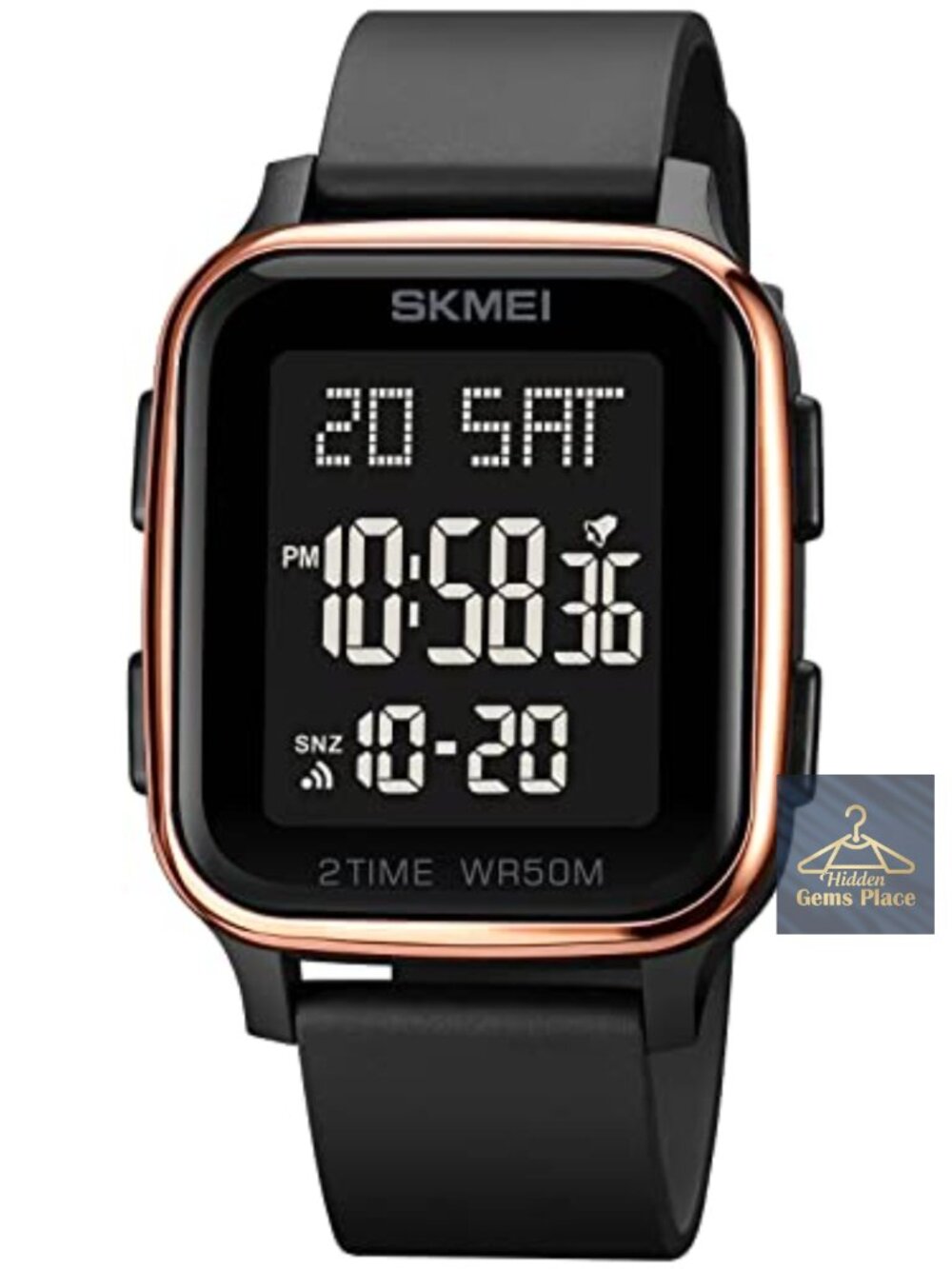 Square Face Digital Watch Waterproof Multifunction Quartz LED